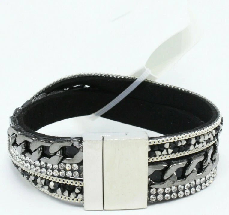 Kohls Hematite Tone Magnetic Clasp Rhinestone Bracelet retail