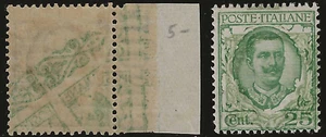 1926 Regno d'Italia - 25 c. decalco spostato e 25 c. Floreale ornato spostato MH - Picture 1 of 1