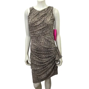 Betsy Johnson Leopard Print Sleeveless Ruched Dress Women’s 6 NWT - Picture 1 of 7