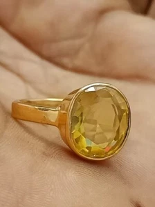 Gelber Saphir Pukhraj Rashi Ratan astrologische Handarbeit Ring - Bild 1 von 7