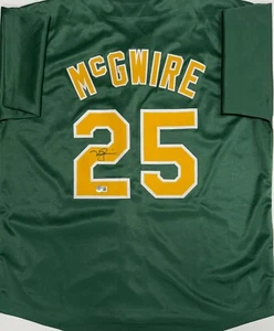 MARK McGWIRE - Oakland Athletics MLB - Signed Custom Replica Jersey AUTO - BAS - Imagen 1 de 3