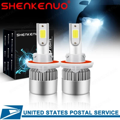 2Pcs White H13 9008 Headlight Bulb High Low Beam 6000K C6 For KIA Soul 2014-2019 - Image 1 of 4