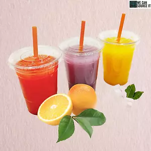 20oz Disposable Plastic Smoothie, Milkshake Slush Reusable Party Cups W/flat Lid - Picture 1 of 4