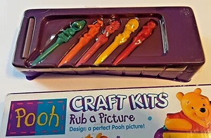 Winnie The Pooh Craft Kits Rub A Picture Replacement 5 Character Crayons Sealed - Picture 1 of 4