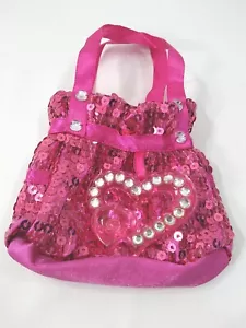 Build A Bear Workshop borsa paillettes raso rosa caldo con ciondolo cuore in plastica - Foto 1 di 5