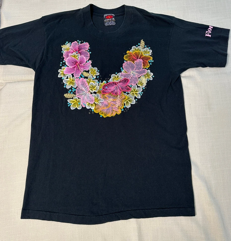 Camiseta Floral Negra Manga Corta Grande Panama Jack Florida Damas De Colección Foto 1 de 4