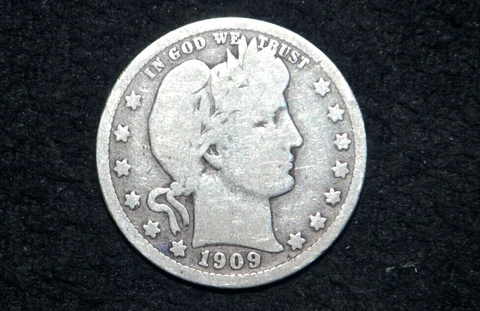 1909-D Barber Quarter * 90% Silver ** VG ** FREE SHIPPING Cover