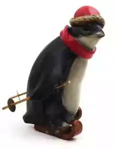 TII Collection Penguin Skiing Santa Hat Poles Scarf Christmas Winter Figurine - Picture 1 of 15