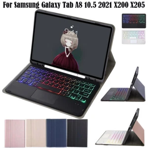 Backlit Touchpad Keyboard Cover Case For Samsung Galaxy Tab A8 10.5 2021 Tablet - Picture 1 of 20