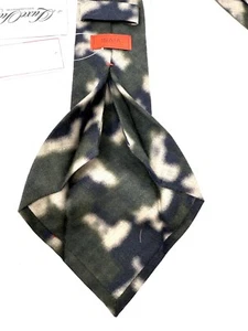 NWT $225 Isaia Napoli Black Sand Multi Spray Paint Effect Wool 7 Fold Tie NR #1 - Picture 1 of 6