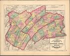 1872 Huntington Juanita Mifflin & Perry county map antique ~ 17.2" x 13.5"