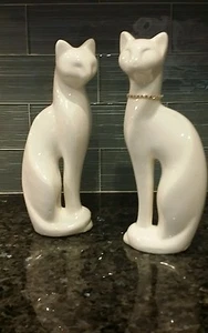 Mid-Century Modern Porzellan Rosenthal Netter Paar weiße Katzen - 11" - Bild 1 von 12