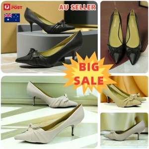 NEW WOMEN LADIES LOW MID HEEL PUMPS POINTED TOE COURT WORK OFFICE SHOES - Picture 1 of 34
