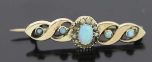 Fabergé Stab- Brosche Opal- Flussperlen 56/14k Gold mit Originalbox ~1900 - Bild 1 von 9