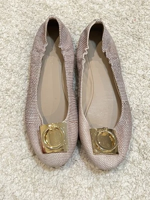 Delman Womens Classic Round Toe Ballet Flats Pink Leather Quilted 7.5 - Image 1 of 4