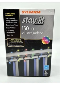 Sylvania Stay-Lit LED Cluster Garland String Lights - Multi-color - 150 Lights - Picture 1 of 5