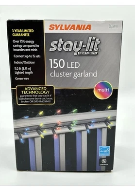 Sylvania Stay-Lit LED Cluster Garland String Lights - Multi-color - 150 Lights - Image 1 of 4
