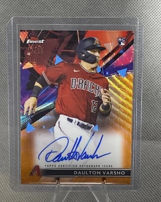 2021 Topps Finest Daulton Varsho Orange  #d/25 Rookie Auto RC #FA-DV - Image 1 of 3