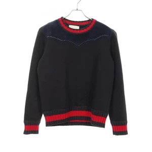 GUCCI Web Stripe Sweat Pullover 440151 Algodón Gamuza Negro Azul Marino Talla... - Imagen 1 de 11