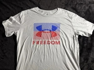 Red White And Blue Freedom Under Armour Tee Shirt Men’s Size 2XL - Picture 1 of 8