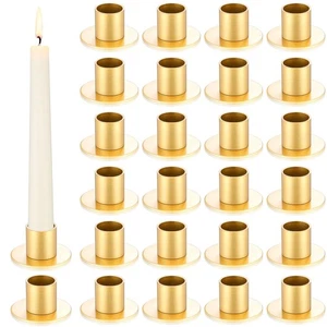 24 Pcs Gold Taper Candle Holders Bulk for Pillar Candles Metal Short Candlest... - Bild 1 von 6