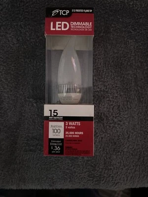 TCP E12 FROSTED FLAME Dimmable LED Technology 3 Watts #RLDT3W30K2 - Image 1 of 4