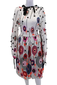 Isabela Capeto Womens Silk Abstract Print A Line Dress White Size EUR 44 - Picture 1 of 6