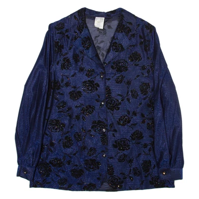 Womens Shirt Blue Floral Long Sleeve M - Image 1 of 4