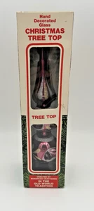 Vtg Christmas Tree Top Hand Decorated Glass Topper Old World Tradition Pink/Purp - Picture 1 of 5