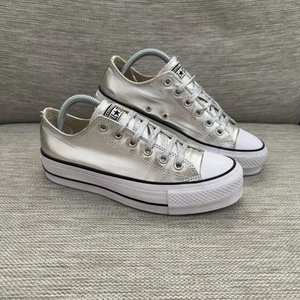 Converse Plataforma Elevadora Damas Reino Unido 6.5 Metálico Plateado Camisetas bajas 560248C - Imagen 1 de 13
