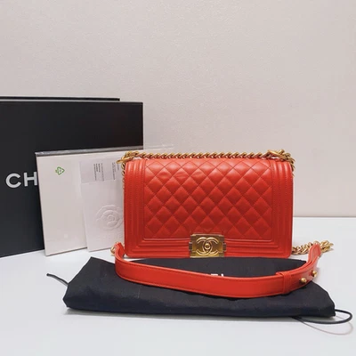 Bolsa tote Chanel de couro laranja Leboy (inclui caixa, bolsa de pó, recibo) - Imagem 1 de 4