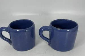 BYBEE POTTERY (set Of 2) Blue 8 oz COFFEE CUP MUG 3.25” TALL Vintage - Picture 1 of 5