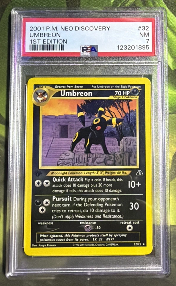 1st Edition Umbreon Rare 32/75 - Neo Discovery - PSA 7 NM - Image 1 of 4