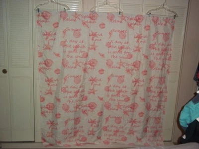 White/Pink Day at Beach~Island time~Shells Polyester Shower Curtain, Beach Decor - Image 1 of 4