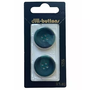 Buttons Turquoise Round Slag 4-Hole 2-Pack 7/8" 23MM Vtg Dill No. 1255 Germany - Picture 1 of 7