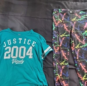 girl xl Justice splatter paint design jeggings and tee - Picture 1 of 3