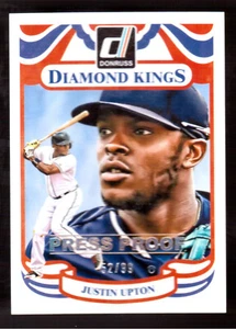 2014 DONRUSS #210 JUSTIN UPTON DIAMOND KINGS GOLD PRESS PROOF #52/99 - Picture 1 of 1