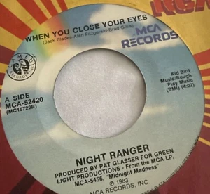 Night Ranger When You Close Your Eyes / Why Does Love Have Record 45 RPM Vinyl - Picture 1 of 2
