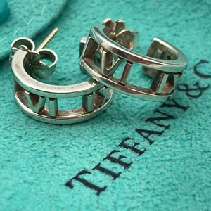 Tiffany & Co. Atlas Open Hoop Earrings Silver 3.4g - Picture 1 of 15