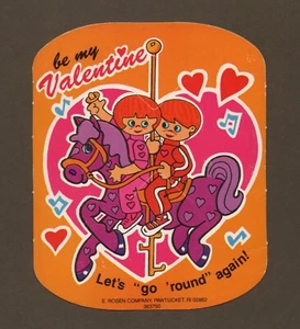 Vintage E. Rosen Company Valentine's Day Card, Carousel Horse, Boy & Girl - Picture 1 of 2