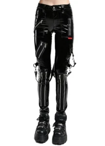 Tripp Nyc New Womens Black Vinyl Pants ,Bondage, Rock , Gothic ,28 - Picture 1 of 7