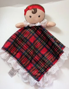 Little Me BABY GIRL LOVEY Doll Plush Security Blanket Rattle Red Plaid Holiday - Imagen 1 de 6