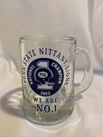 1982 Penn State Football National Championship Glass Stein - 1983 Sugar Bowl Cover
