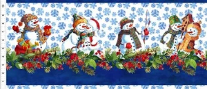 Schneemann Winter Weihnachten Stoffbordüre Meterware! Am Anfang Yenter - Bild 1 von 2