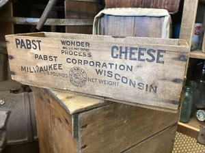 Vintage 5lb Wooden Pabst Cheese Box Milwaukee Wisconsin Crate American - Picture 1 of 23