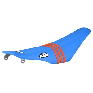 2019-2022 KTM SX-SXF 125 250 350 450 seat cover LIGHT BLUE/ORANGE rib#173 LOGO - Picture 1 of 3