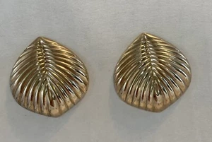 Ohrringe goldfarben Metall Vintage gerippt - Bild 1 von 2
