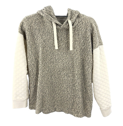 OFF WHITE Felpa con cappuccio manica trapuntata Madewell donna taglia S grigio panna pullover top