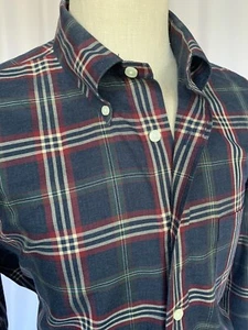 BROOKS BROTHERS Mens Supima Cotton No-Iron  Shirt Navy Plaid, Large - Picture 1 of 9