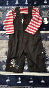 Disney Mickey Mouse Baby Christmas Overalls 6 To 9 Months New With Tags - Picture 1 of 4